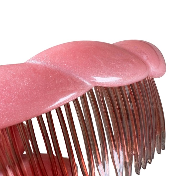 Vintage Pink Plastic Side Hair Comb Chunky Twist Made in USA 3 1/4” GUC - Picture 9 of 10